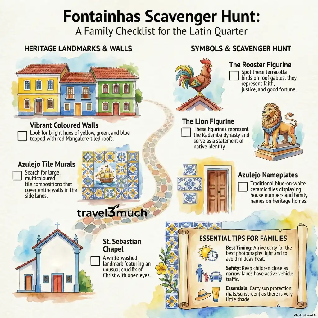 What to spot on the Fontainhas heritage walk - Goa travel guide infographic